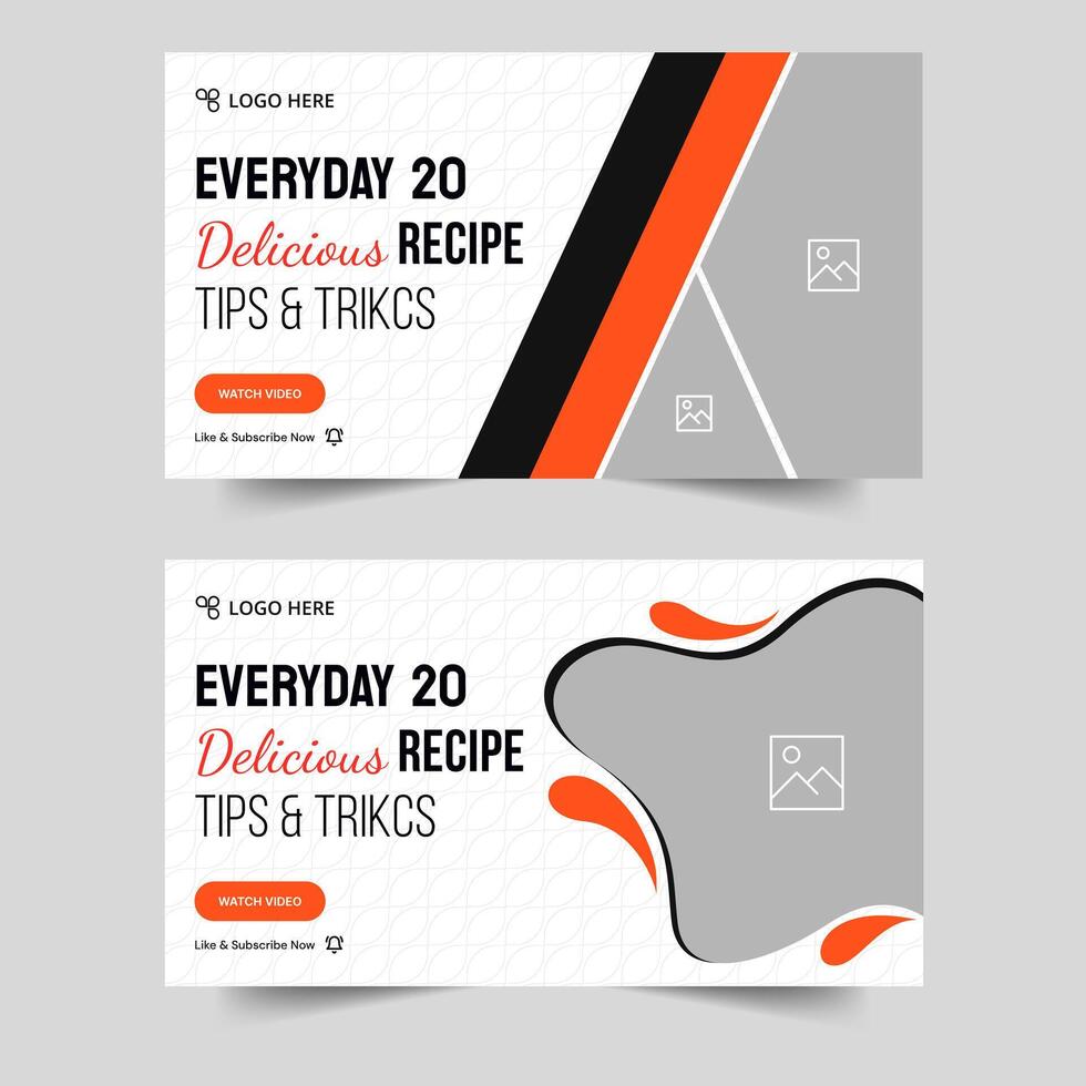 Trendy food recipe tips and tricks set thumbnail design, customizable eps 10 file format vector