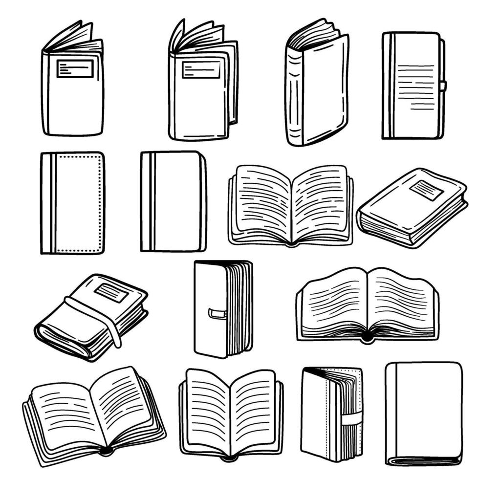 Books outline, lineart vector