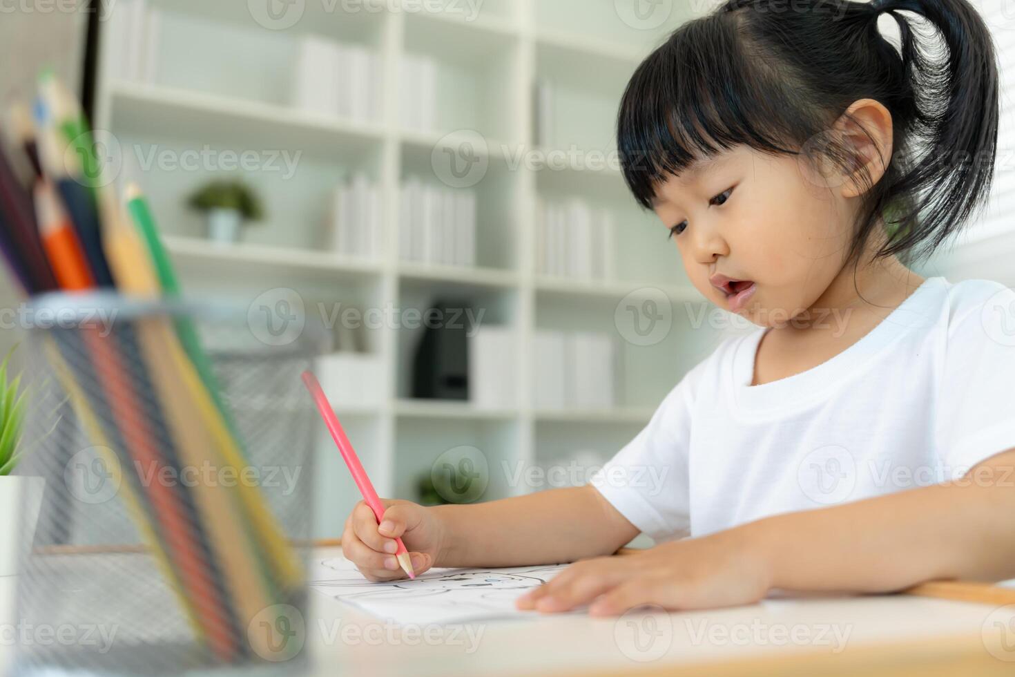 Asia children playing learning paint on paper. Activity, development, IQ, EQ, meditation, brain, muscles, essential skills, family having fun spending time together. Holiday photo