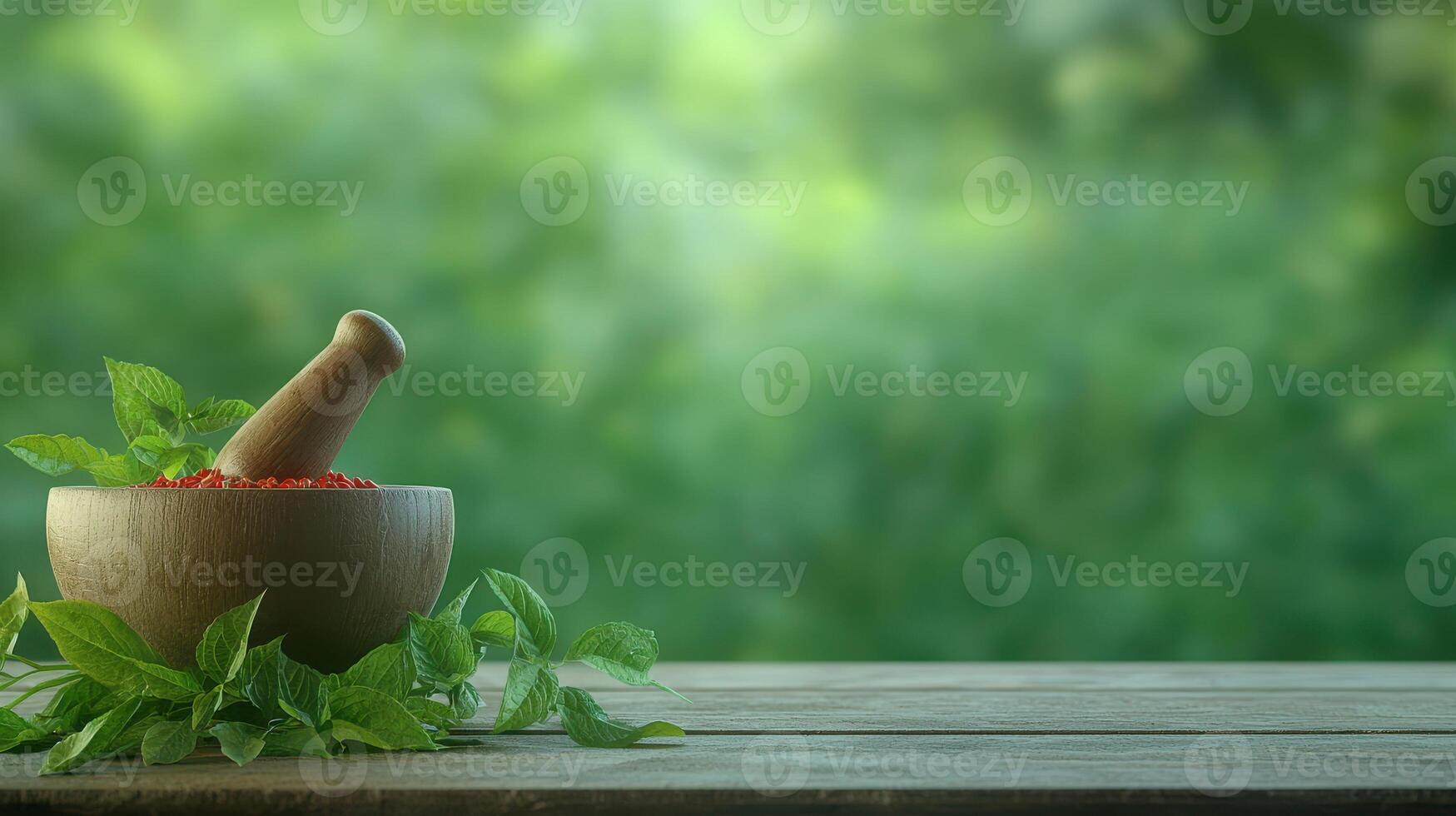 Traditional Mortar and Pestle for Grinding Ingredients photo