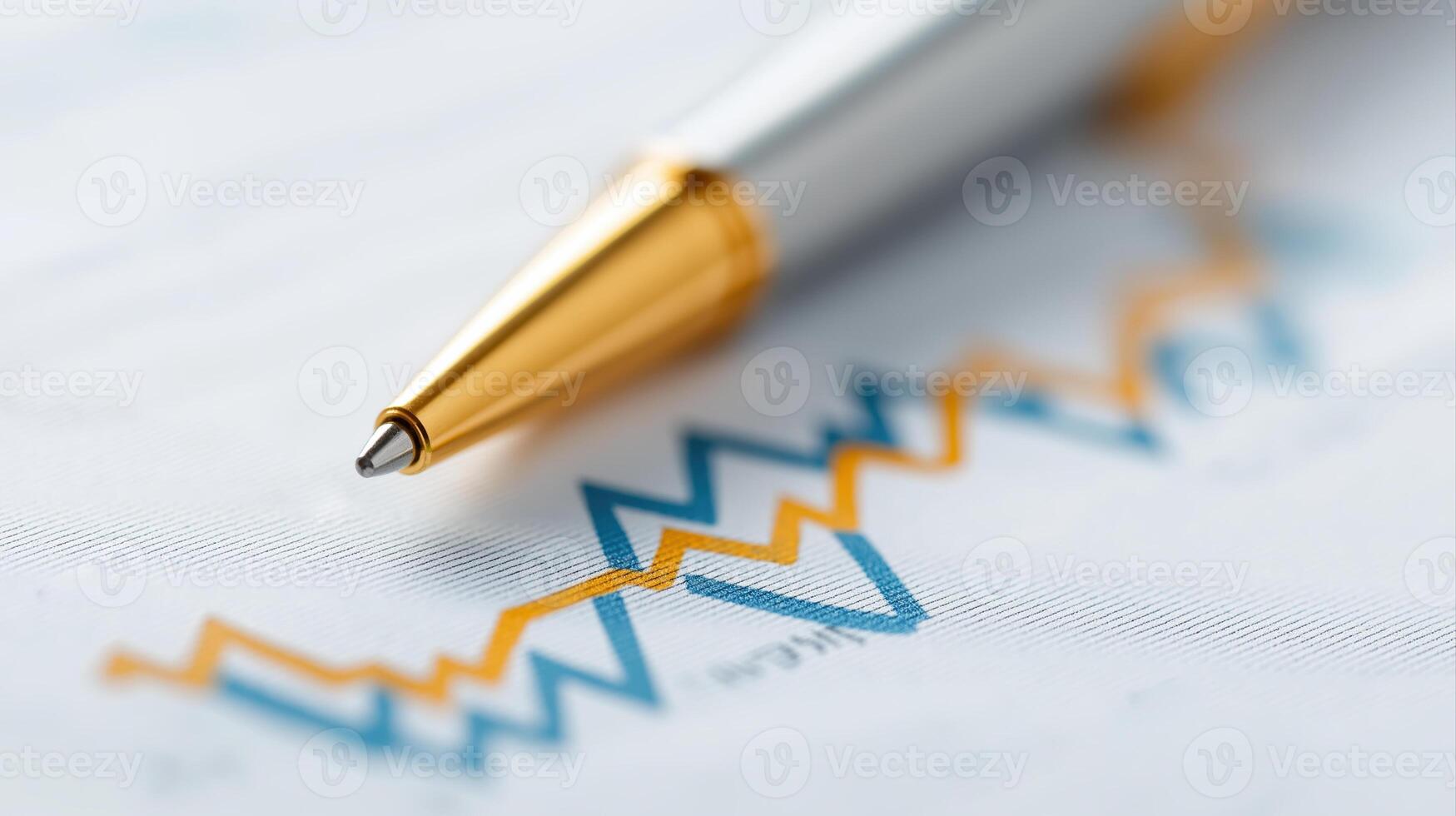 Elegant Pen Over Financial Graph with Rising Trends and Analysis for Business and Investment Purposes photo
