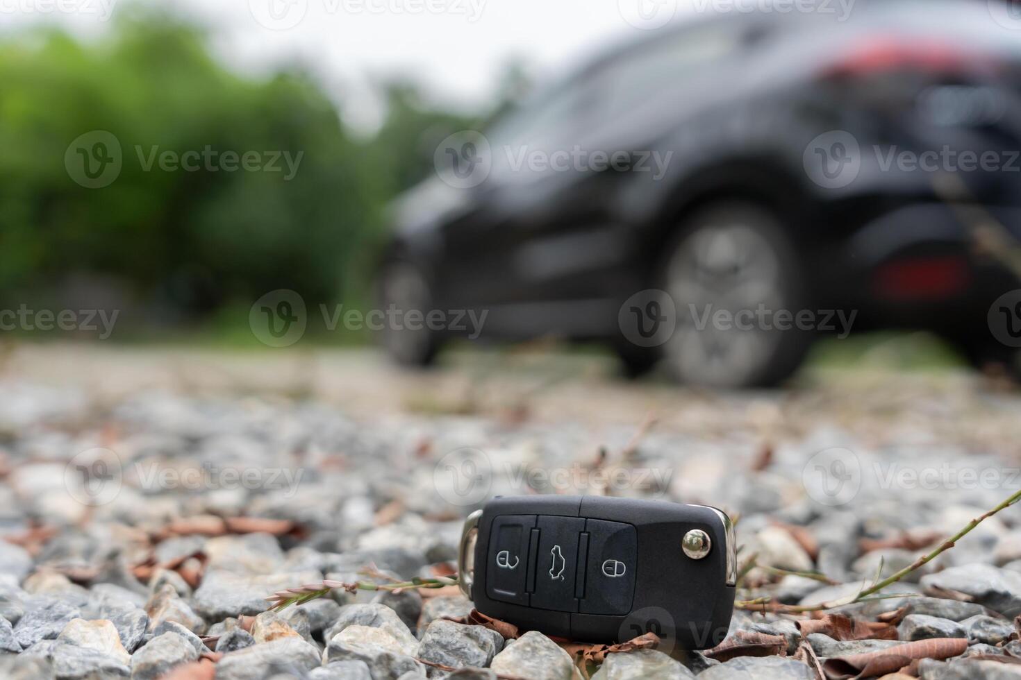 Lost car keys on the ground Car keys dropped on the floor or fall lying on the street home front. Walking Away From Lost Car Key, can not transport, express, rush time, wast time, emergency photo