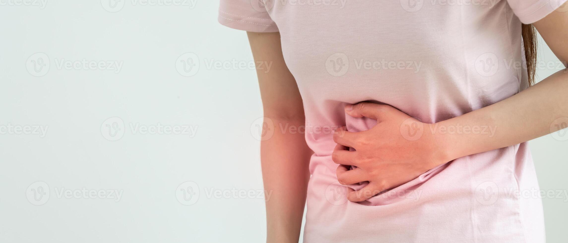 stomach ache women have abdominal pain, indigestion, gastritis, menstrual cramps, flatulence, diarrhea, distention, colon cancer, belly inflammation problem, suffer food poisoning, abdomen photo