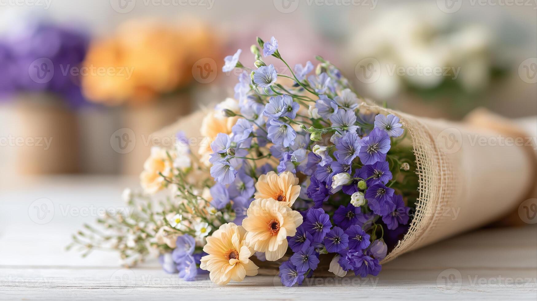 Beautiful Bouquet of Colorful Flowers in Soft Focus Background Perfect for Floral Arrangement Inspiration photo
