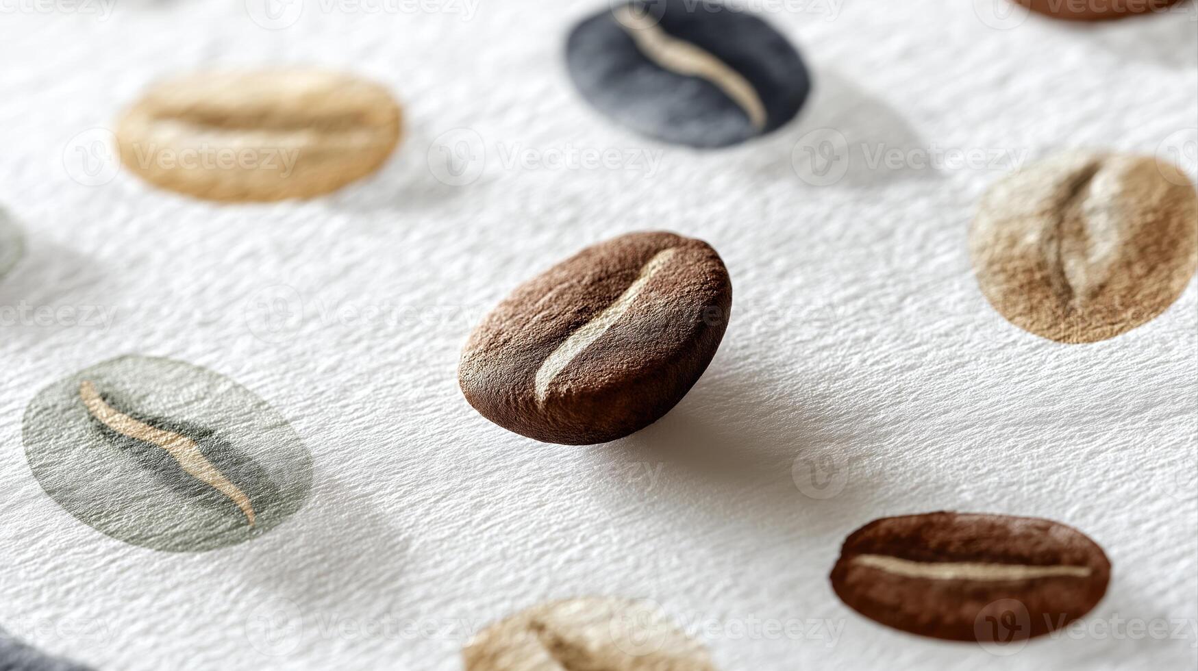 Coffee Bean on Watercolor Background with Artistic Coffee Pattern and Neutral Tones for Marketing Use photo