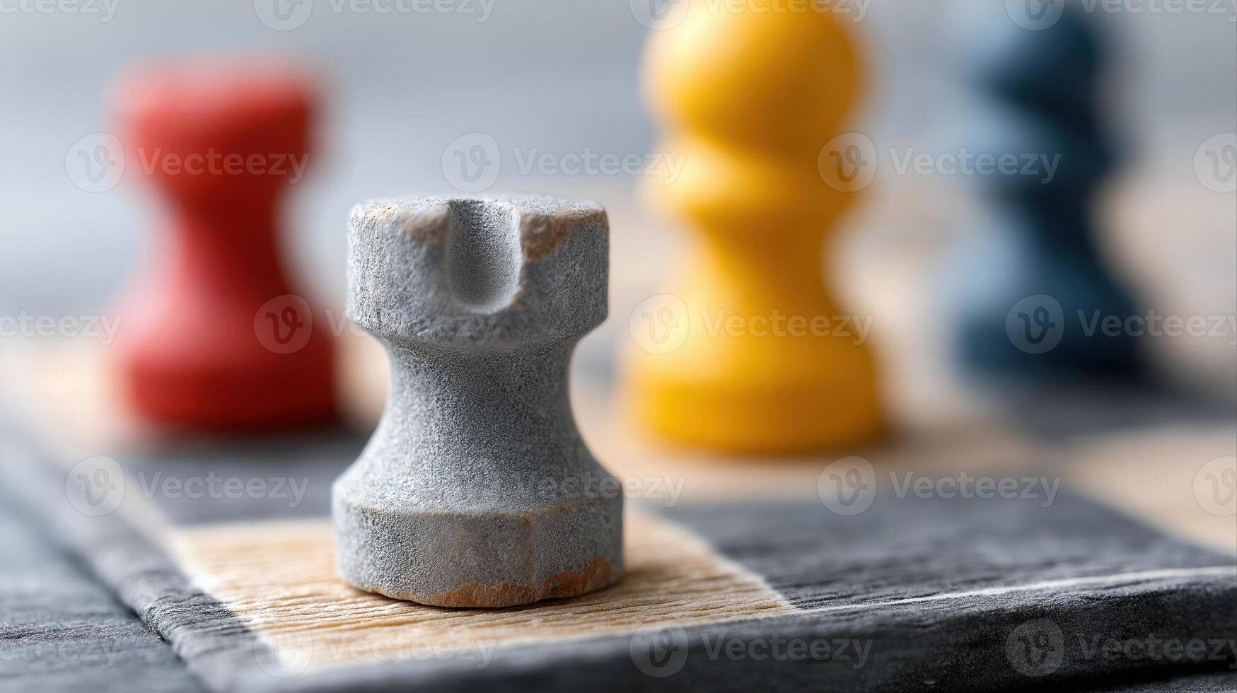 Close-Up of Colorful Game Pieces on a Wooden Board for Strategic Play and Fun Activities photo