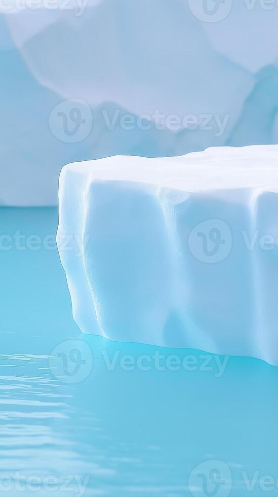 Dreamy Futuristic Landscape with Glowing Ice Towers in a Serene Snowy Environment photo