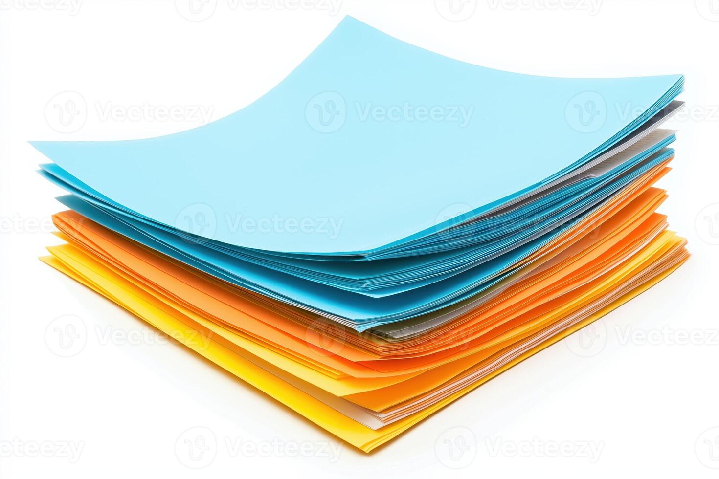 Colorful Stack of Documents Representing Financial Data and Investor Meeting Essentials in a 3D Perspective photo