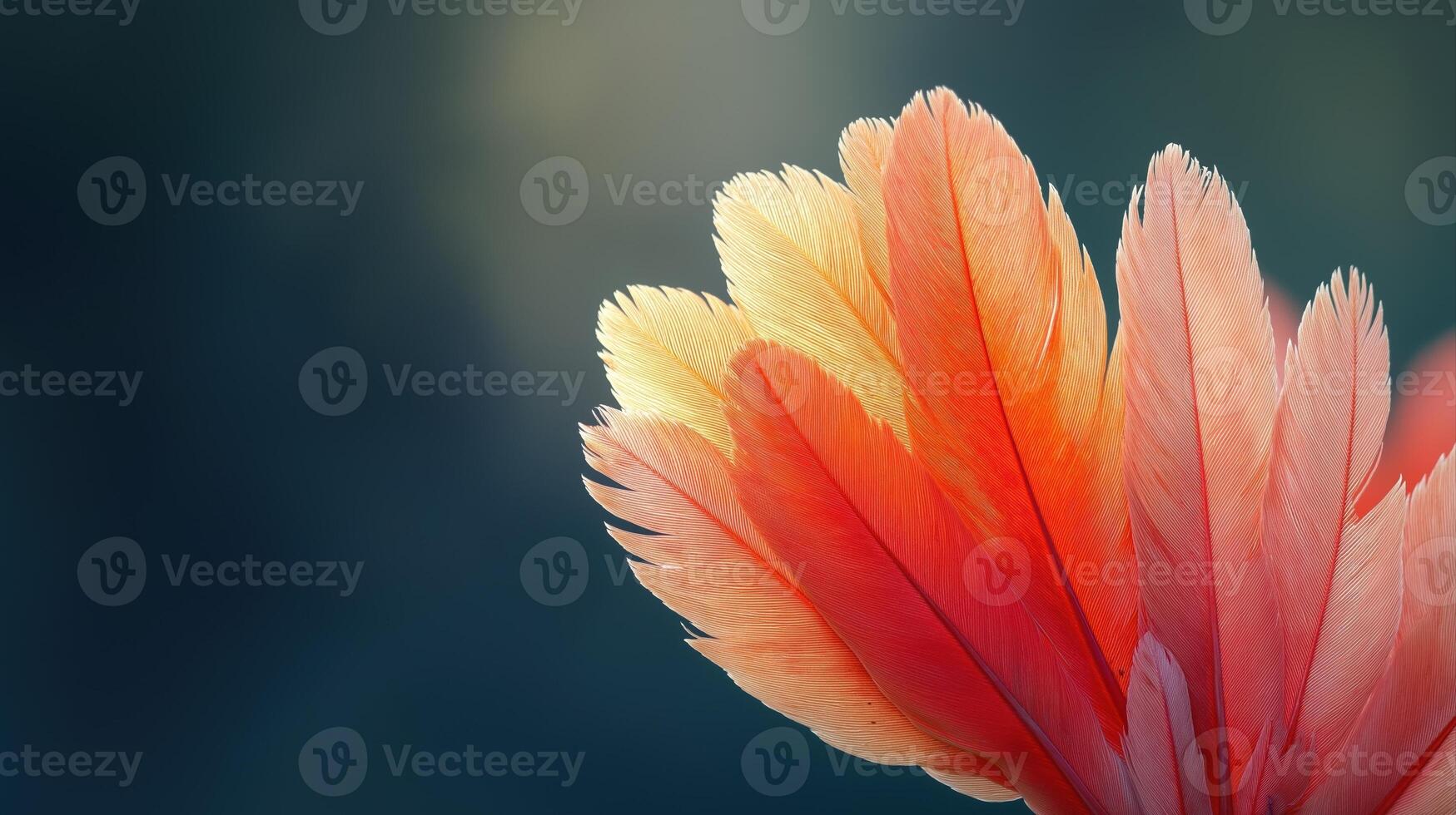 Vibrant Feathers in Shades of Orange and Yellow with Soft Background Blur photo