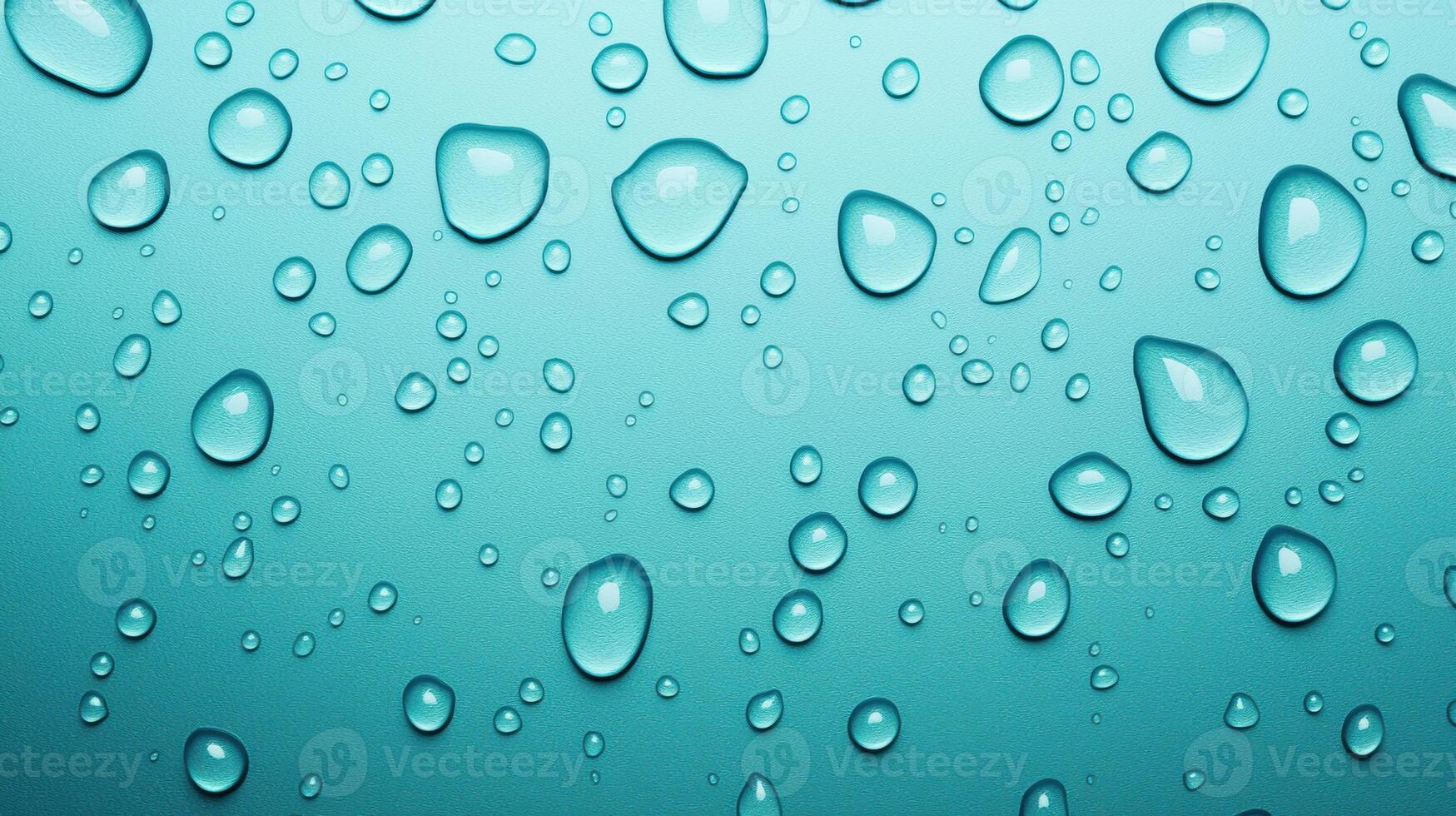 Droplets of Water Forming Ripples on a Vibrant Blue Surface Background photo