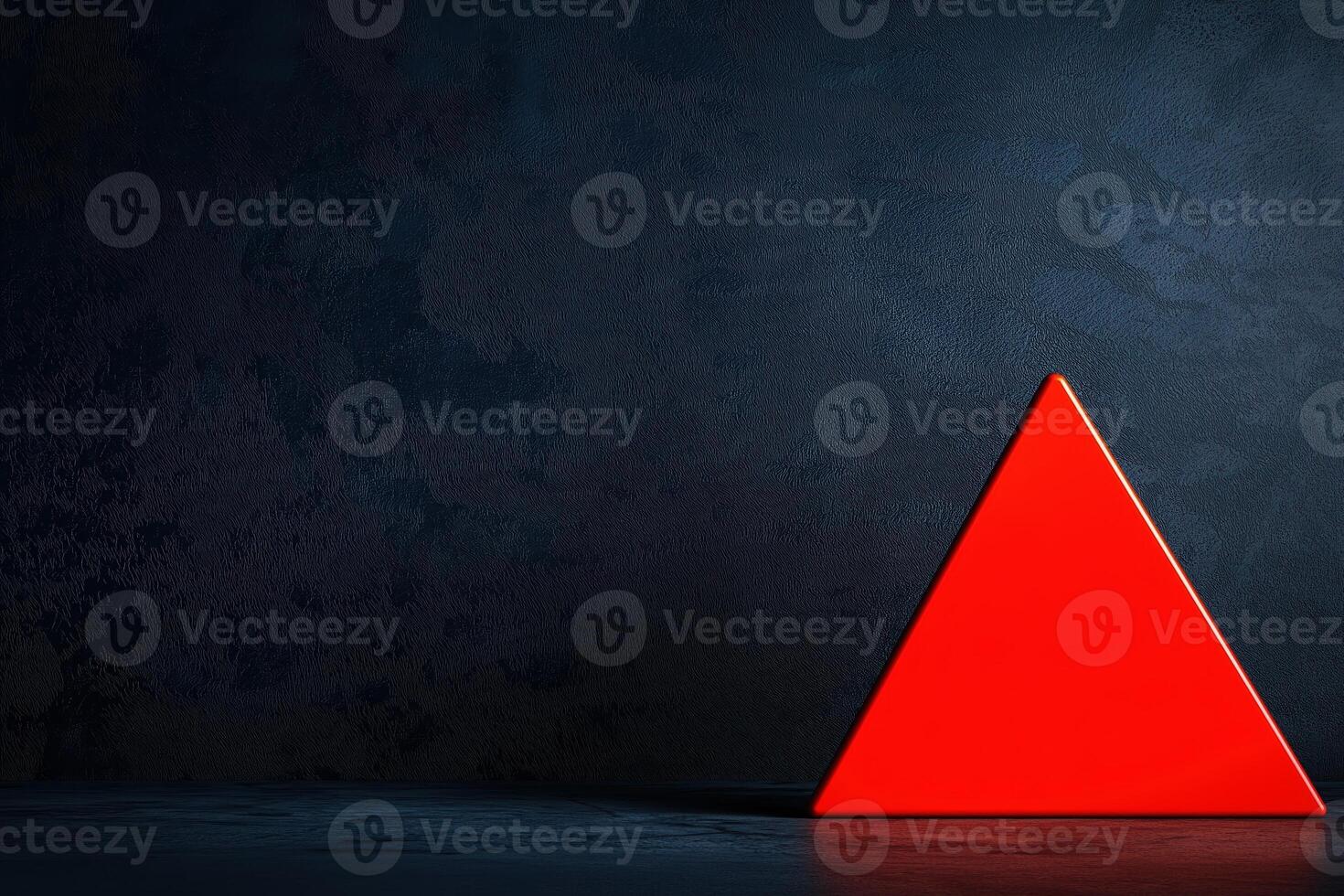 Red Warning Triangle on Dark Background Representing Cybersecurity Alert and Caution Sign in Digital Space photo
