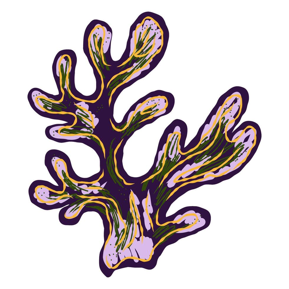 a purple and yellow coral on a white background vector