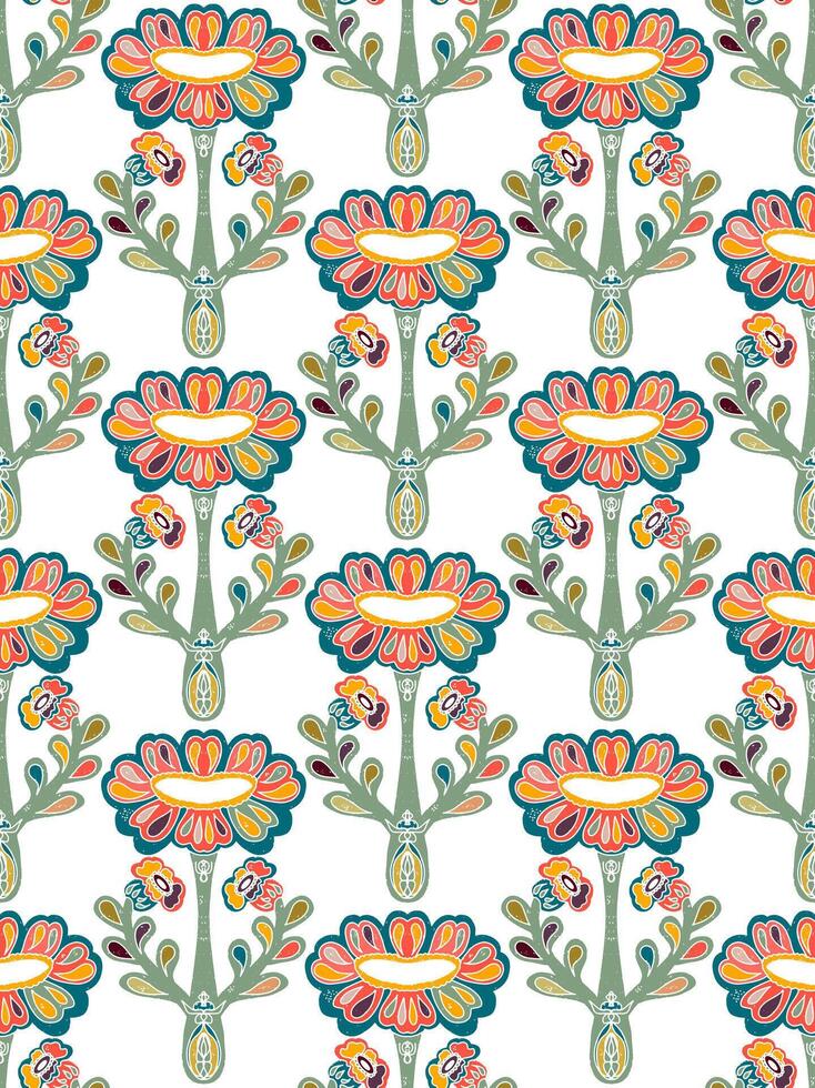 a colorful floral pattern with .leaves and flowers vector