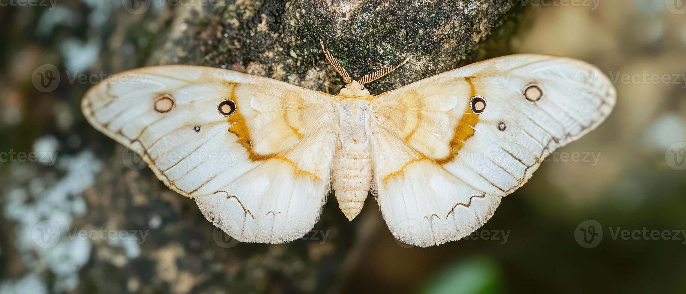 Breathtaking white butterfly perched on tree bark photo