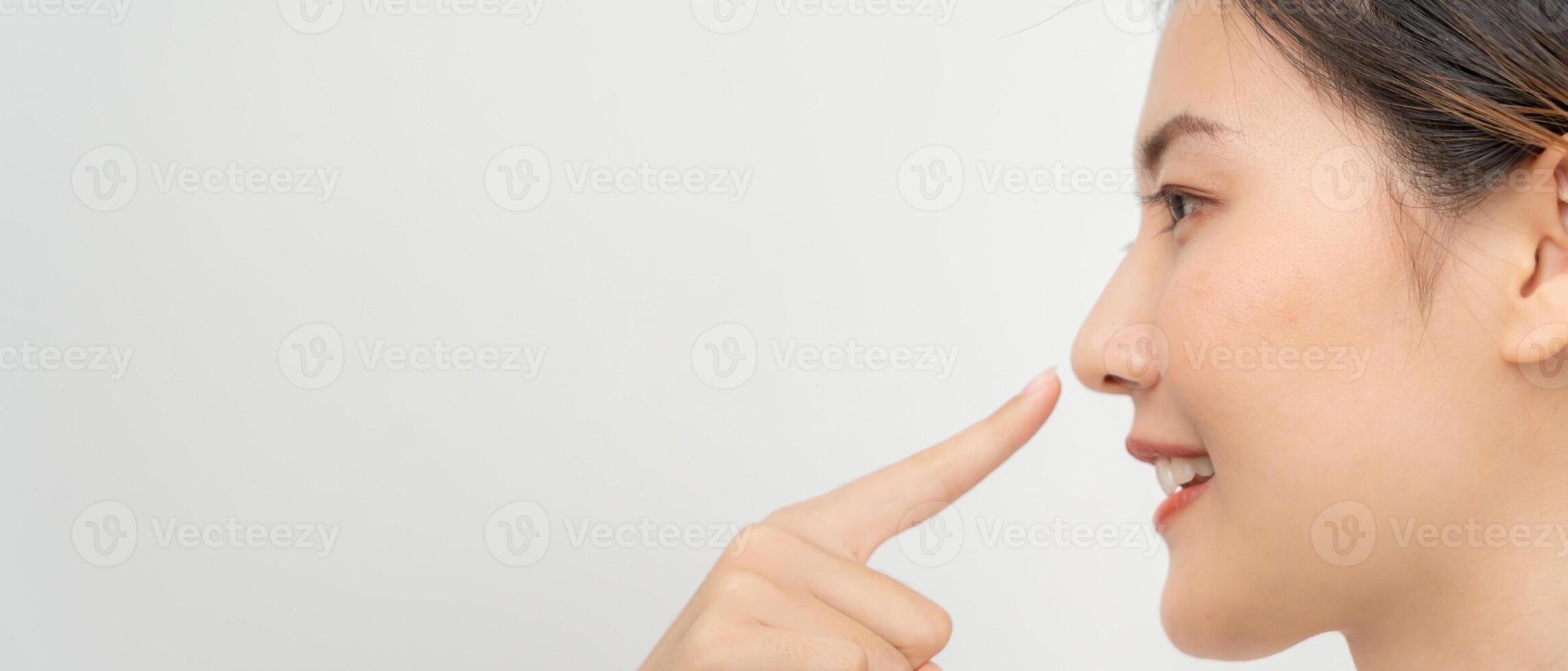 plastic surgery beauty asian smile and happy after surgery, surgical procedure that involve altering shape of nose, doctor examines patient nose before rhinoplasty, medical assistance, health photo