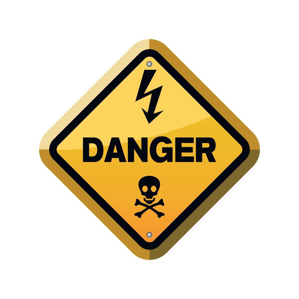 yellow triangle warning sign danger on white background vector