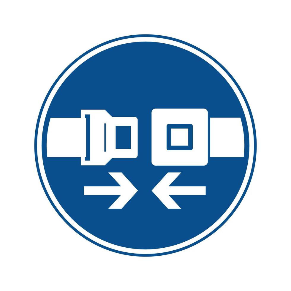 blue round fasten seat belt warning sign on white background vector