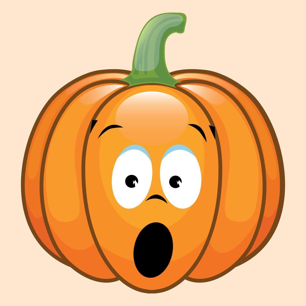 stylized icon of surprised halloween pumpkin with face and smile on white background vector