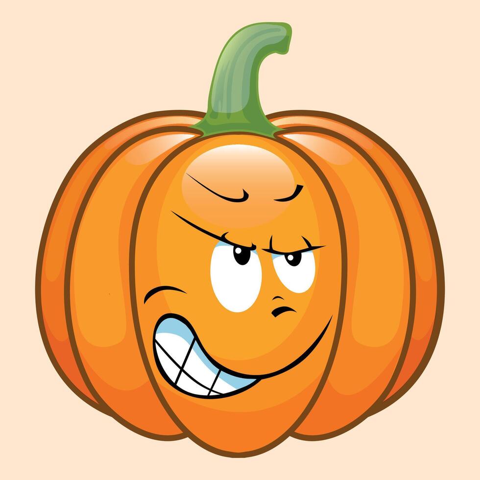 stylized halloween pumpkin icon with face and smile on white background vector