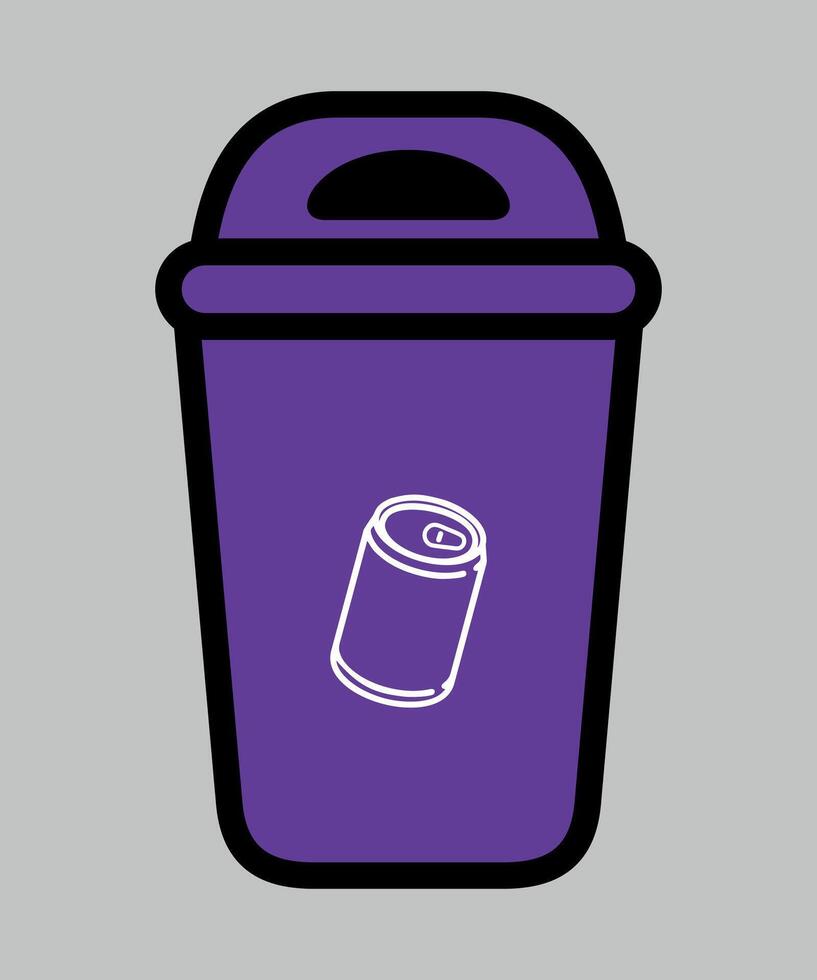 stylized lilac trash container isolated on white background vector