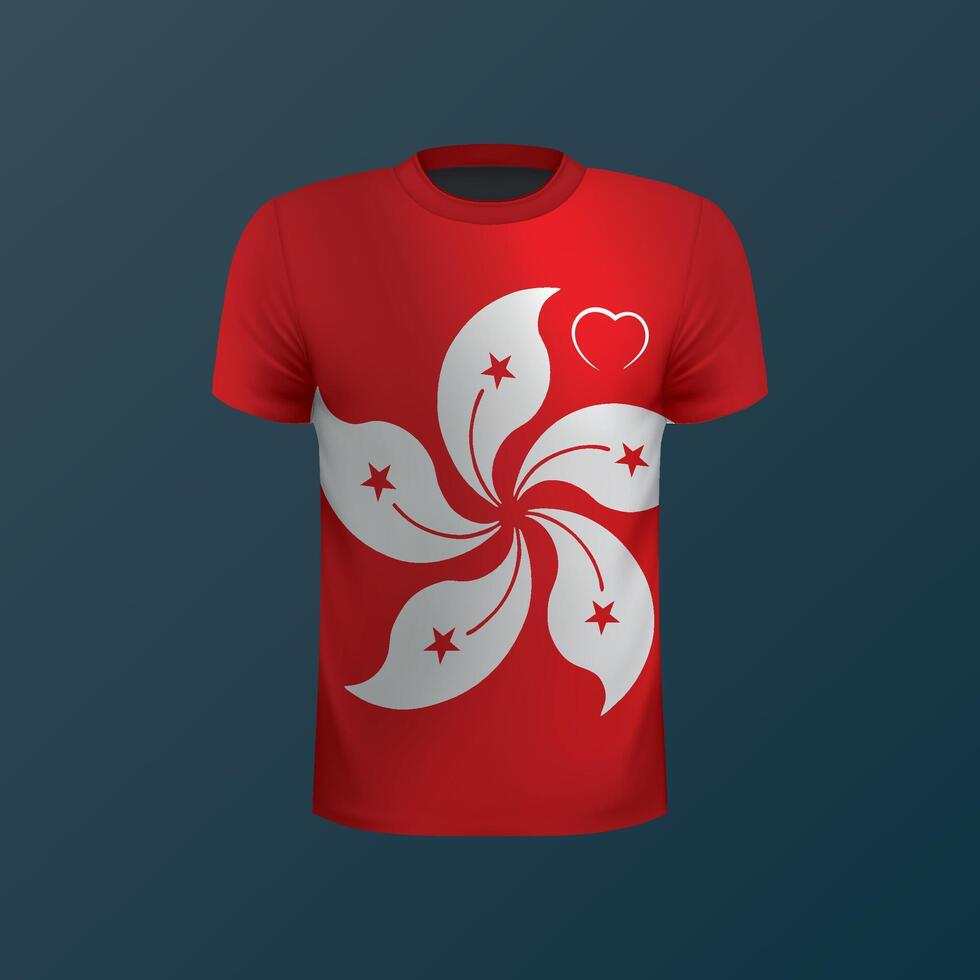 T-shirt with national flag of Hong Kong isolated on dark background vector
