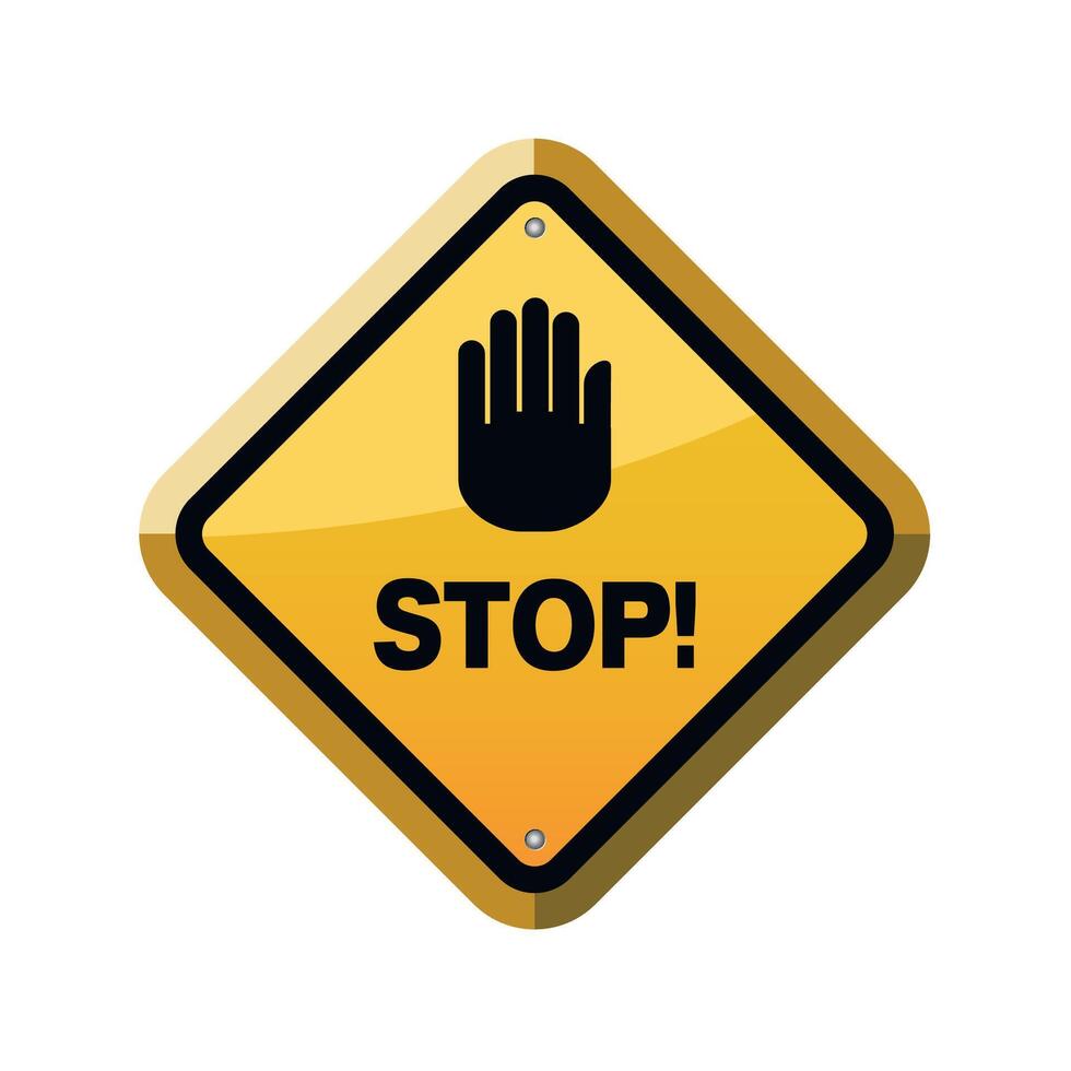 yellow triangle warning sign stop vector