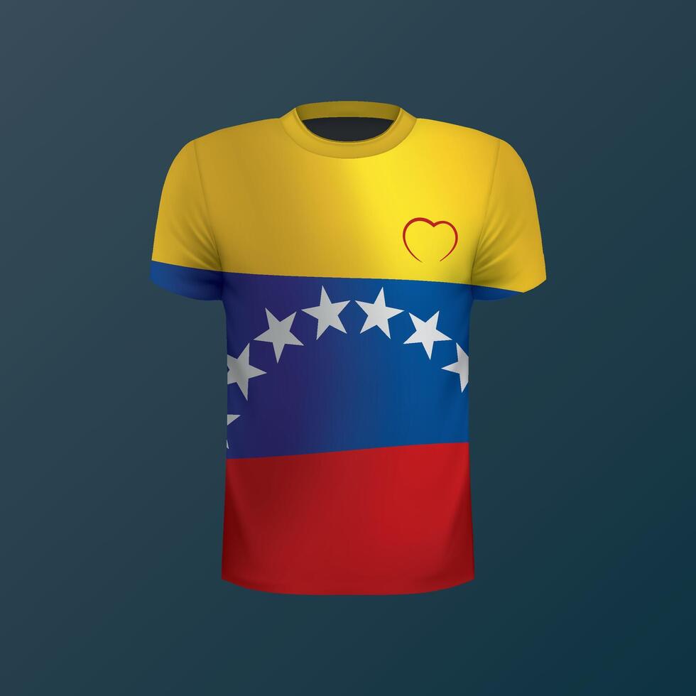 T-shirt with national flag of Venezuela isolated on dark background vector