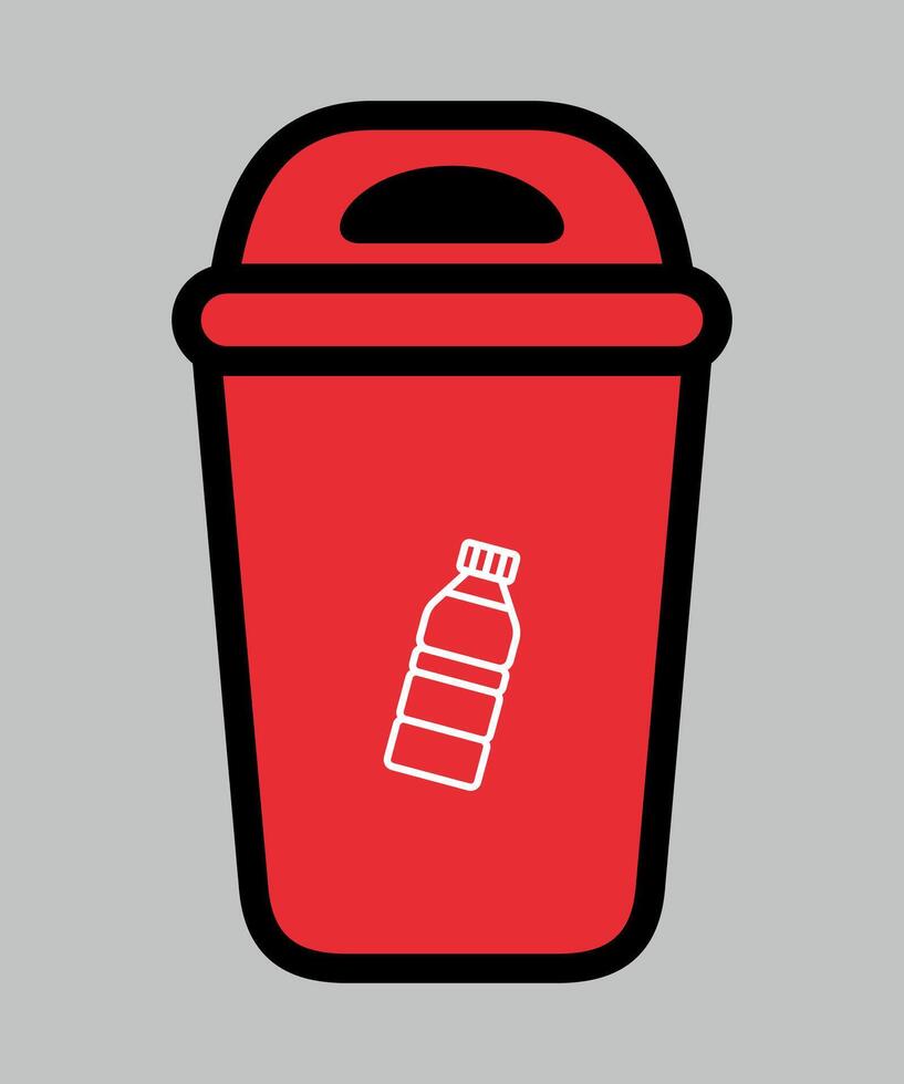 stylized red trash container isolated on white background vector