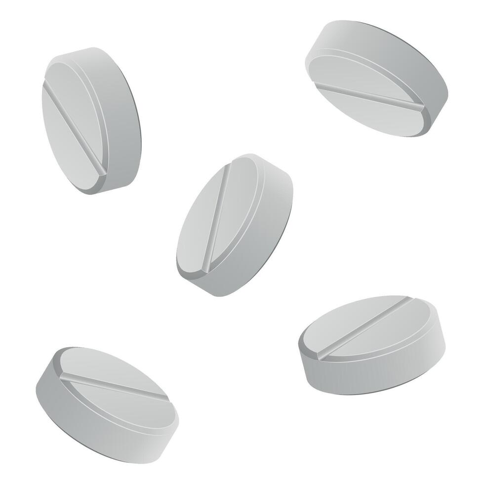 icons of medicines tablets pills on white background vector