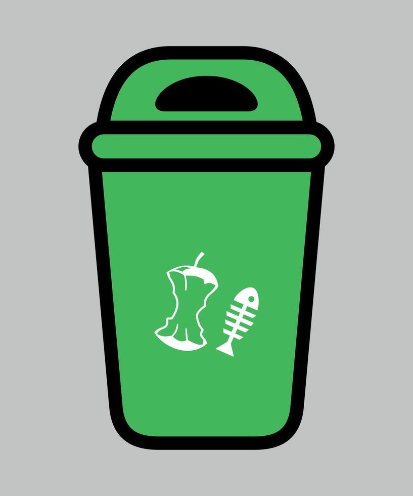 stylized green trash container isolated on white background vector