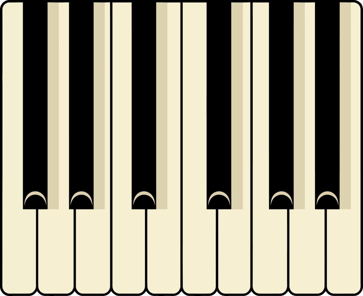 Piano keyboard keys flat minimalist design with black and white keys illustration vector