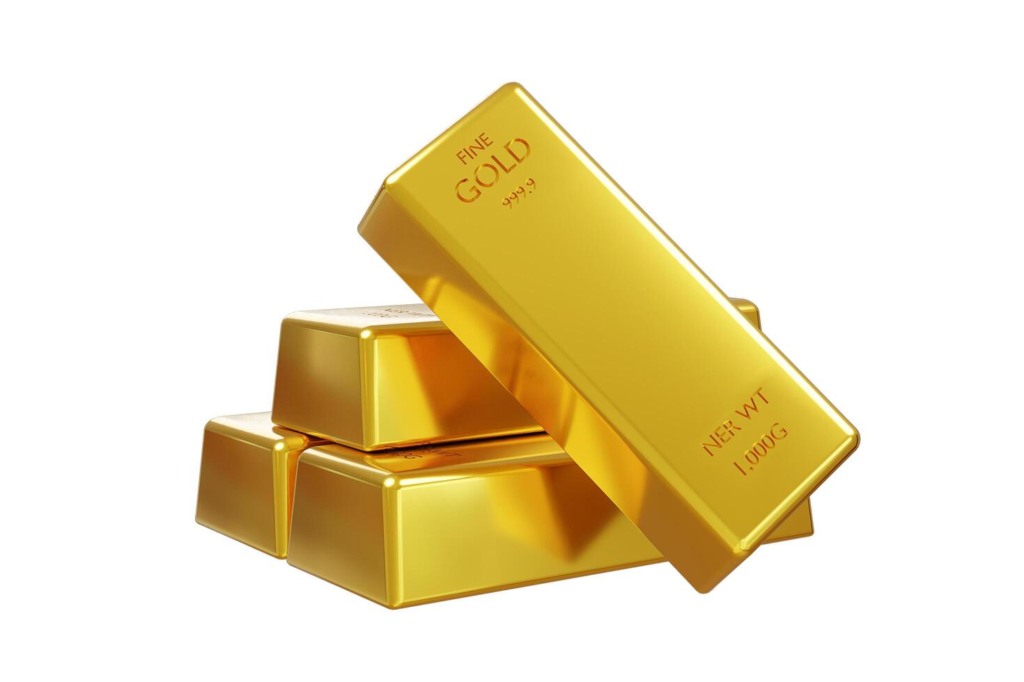Gold bar stack isolated on white background. photo