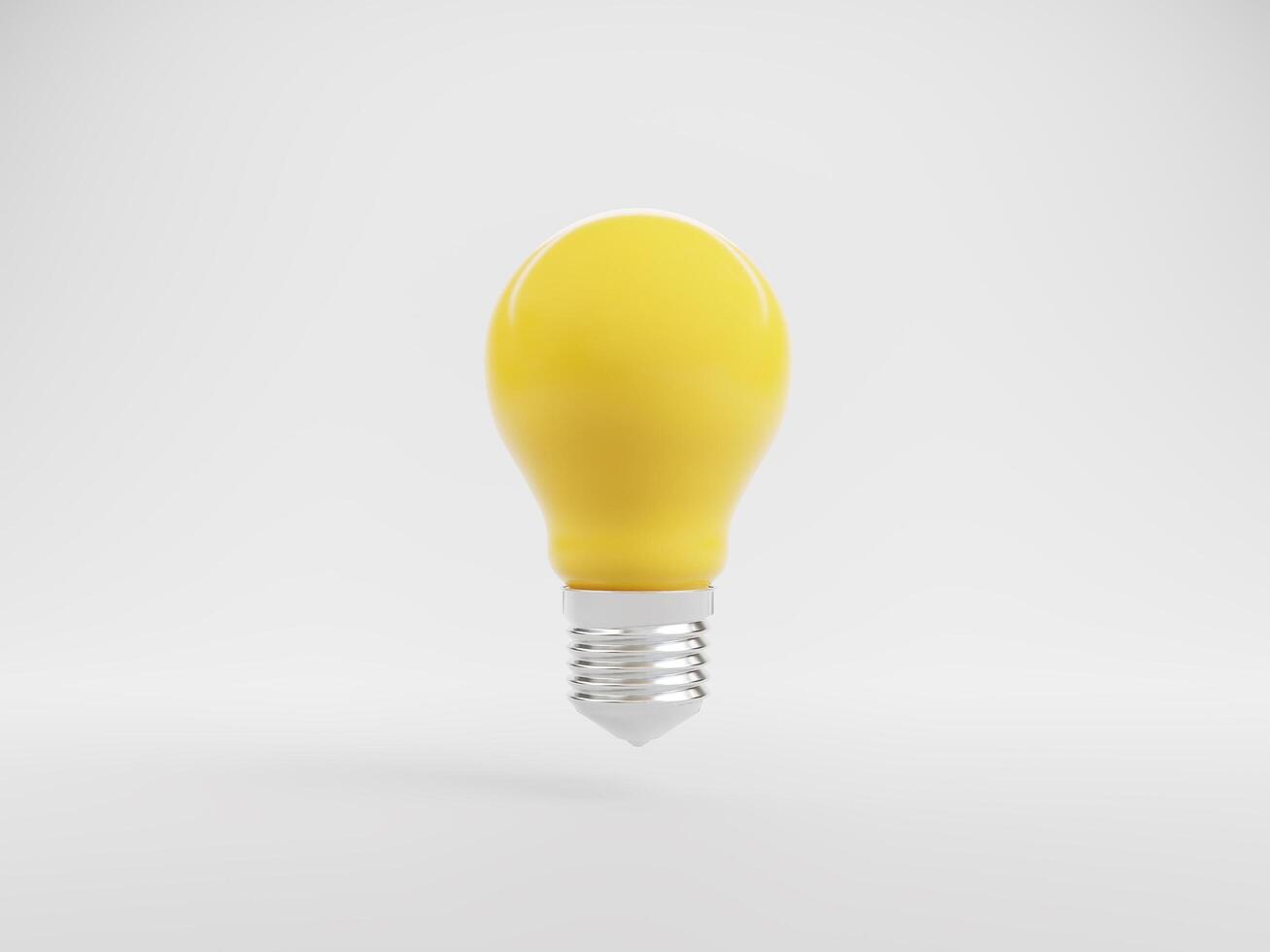 Idea innovation Yellow light bulb symbol on white background photo