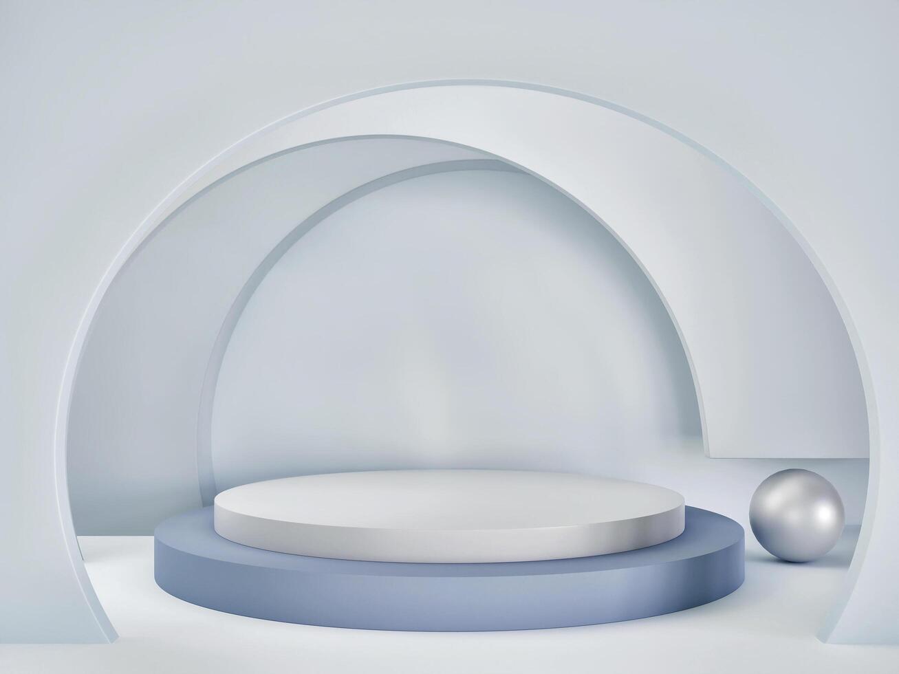 Abstract background Geometric Shape Scenes with Podium scenes in Blue and gray circles. Mockup For Podium Display Or Showcase 3d illustration photo
