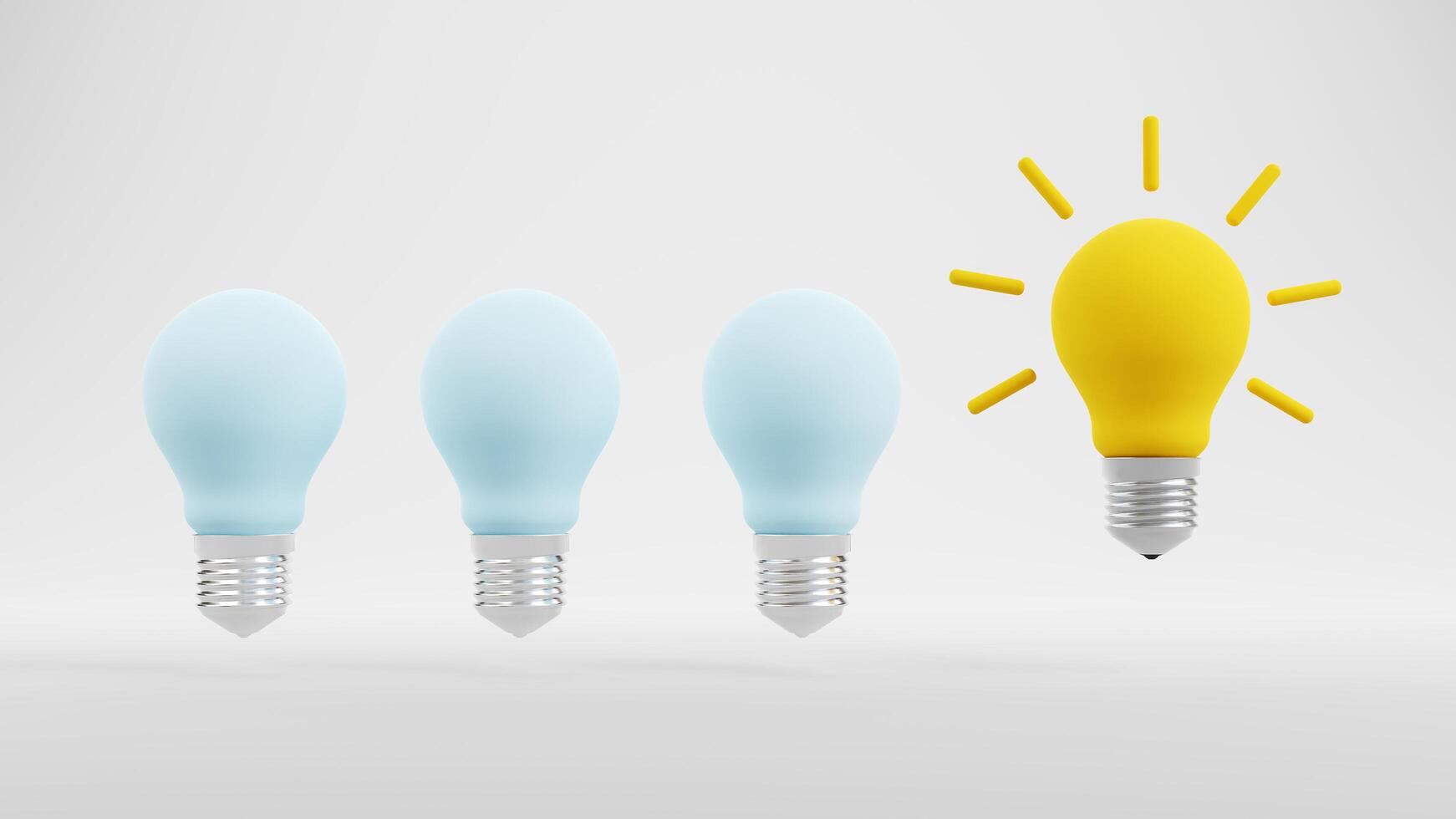 Creative idea and innovation Yellow light bulb symbol on white background, brainstorming for inspiration concept photo