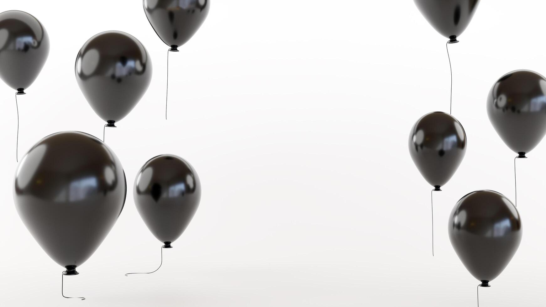 balloons floating on white background black friday concept and sale promotion. photo
