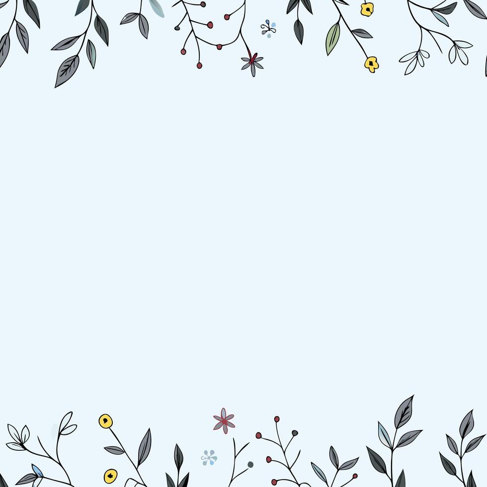 Floral frame with delicate flowers and leaves for background vector