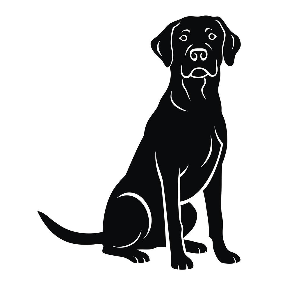 Elegant black labrador retriever dog silhouette graphic illustration vector