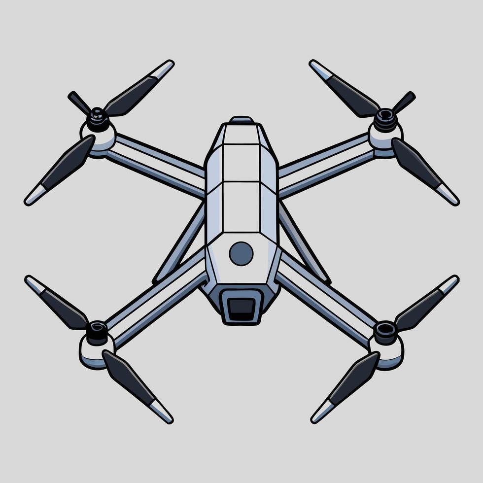Modern unmanned aerial vehicle illustration drone with quadcopter design and technology vector