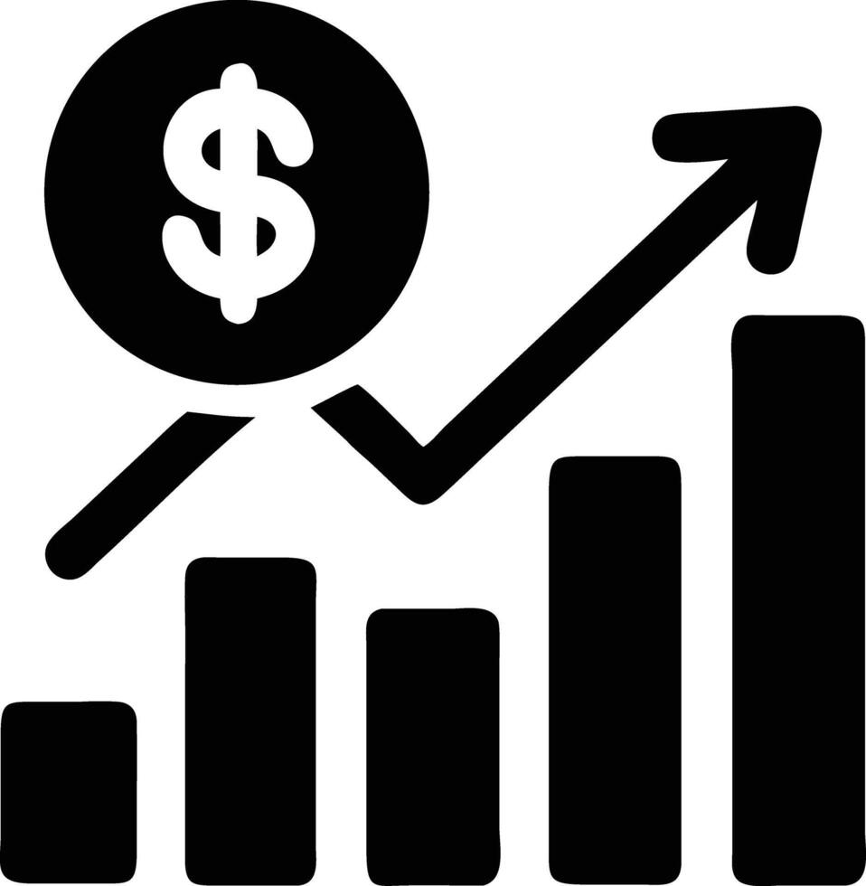 Financial growth chart with dollar sign and upward arrow symbol vector