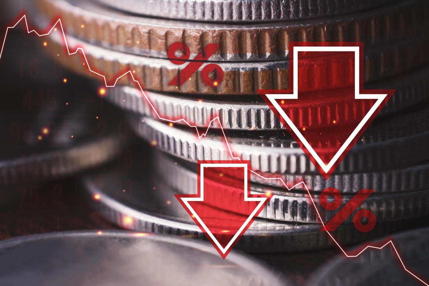 Economic crisis, currency recession, decline In the world of investment, And stock falls in a bad situation, the concept of a stock market collapse or the global financial crisis. photo