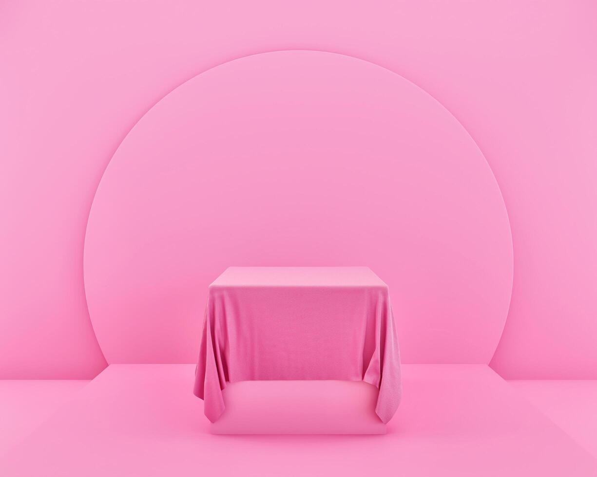 Abstract Pink Color Geometric Shape, Modern box and Fabric Mockup Minimalist Mockup For Podium Display Or Showcase, 3d illustration photo