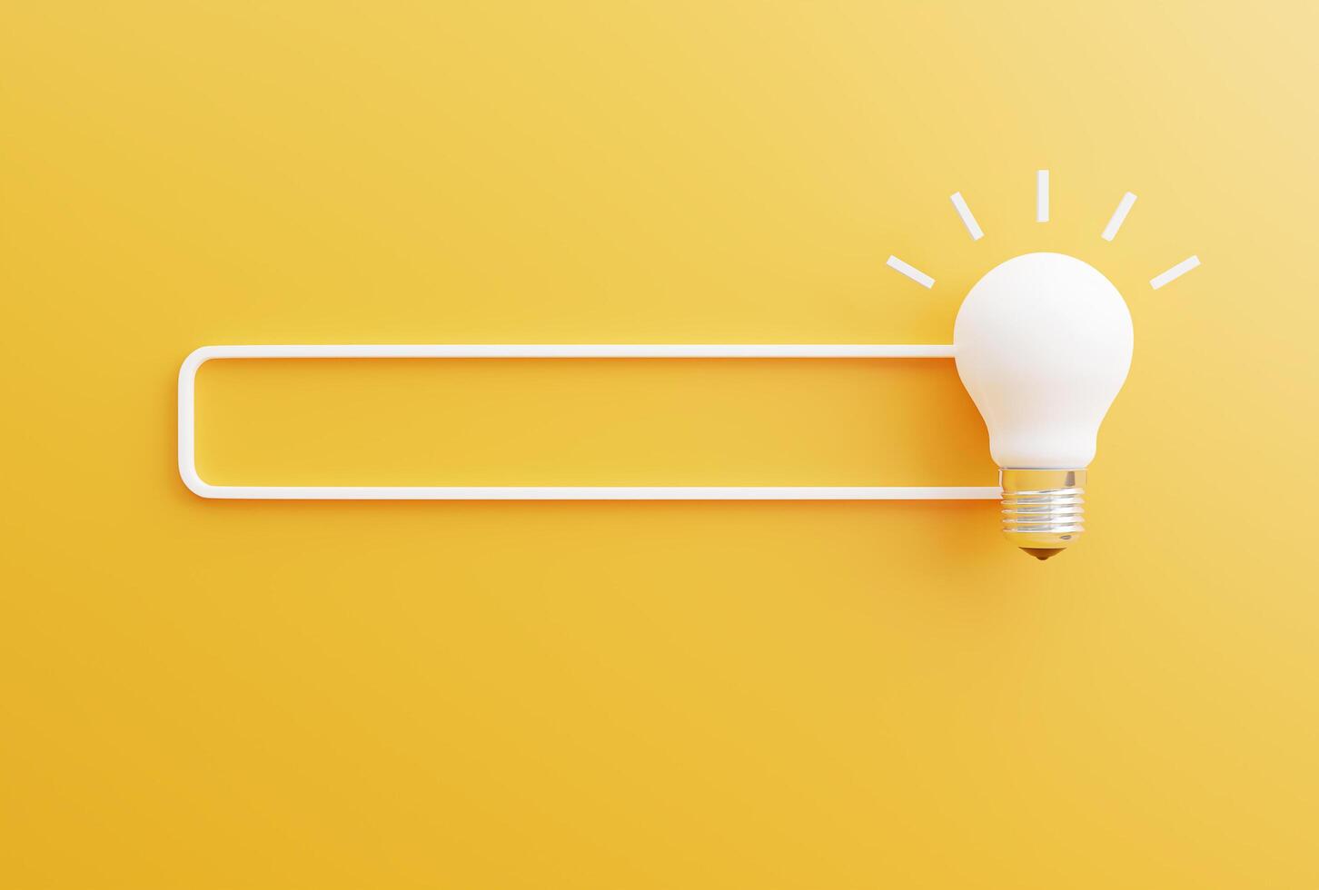 Search ideas or saving energy concepts with light bulb symbol on a yellow background. photo