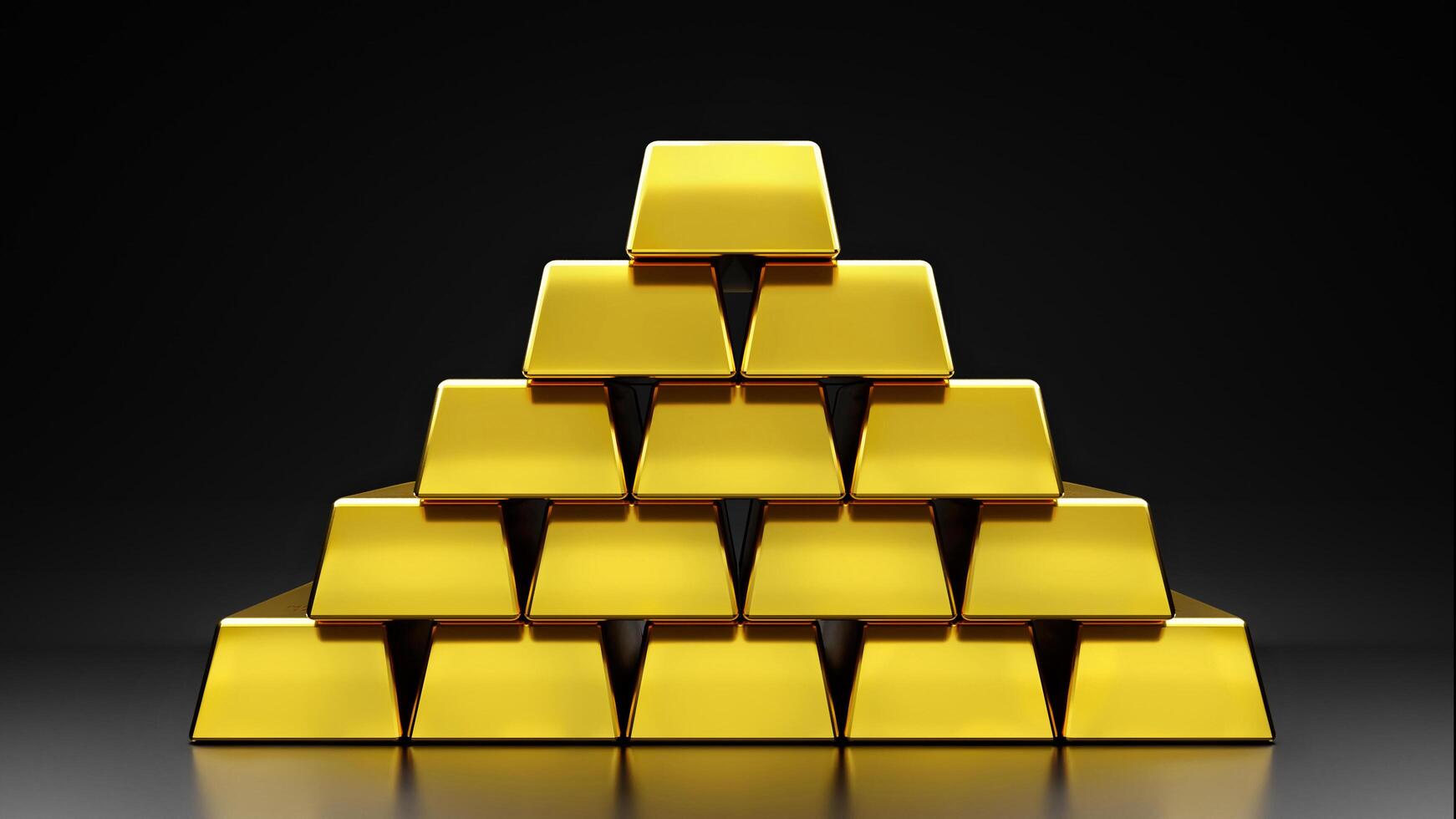 Gold stacked in layers on a black background. photo