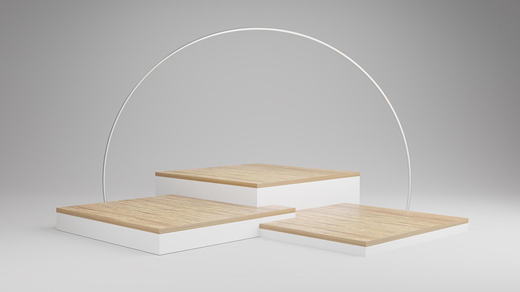 Wooden Podium product display or Minimalist mockup showcase white background. photo