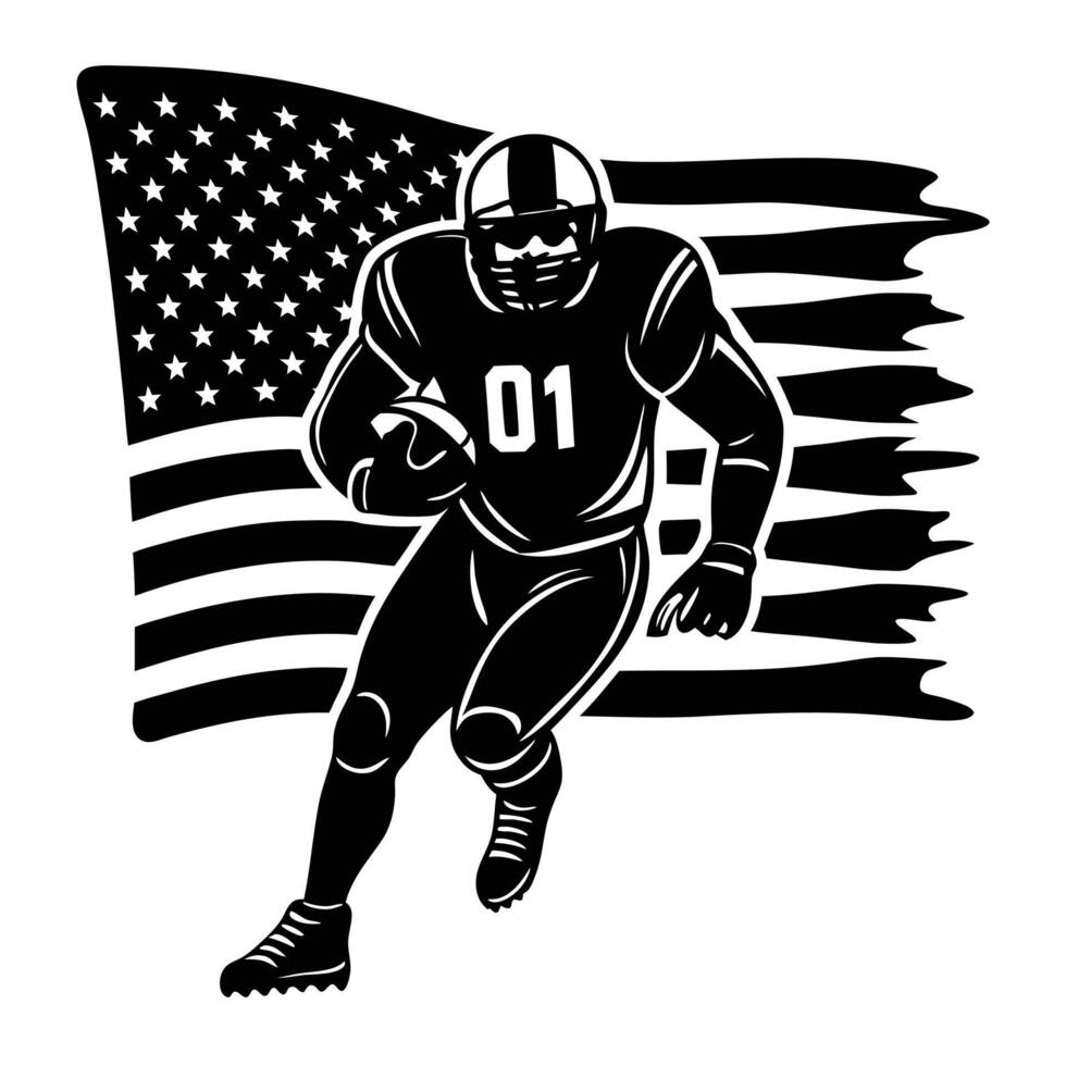 American football player with united states flag illustration vector