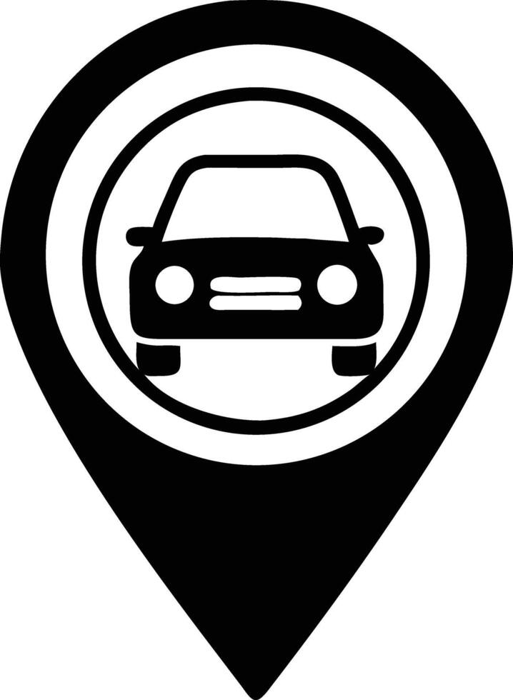 Car location pointer icon black and white illustration vector