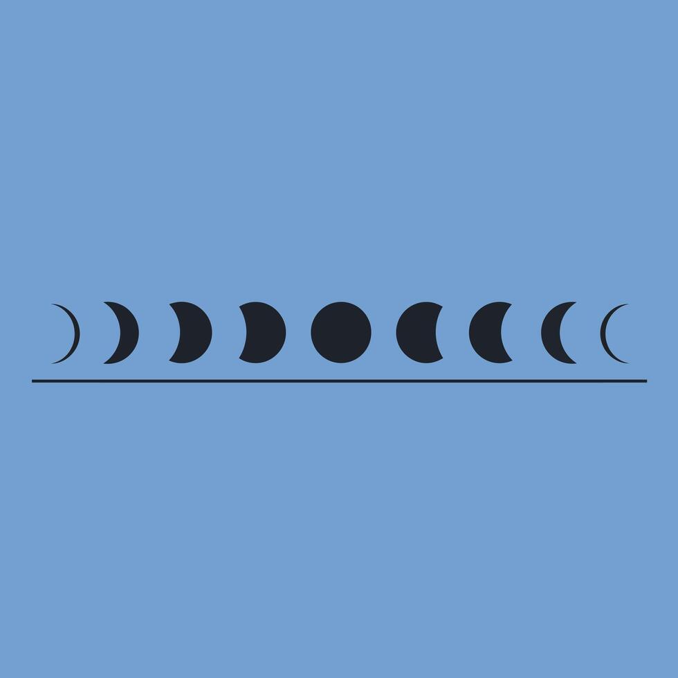Moon phases sequence in flat minimal style showing lunar cycle progression art vector