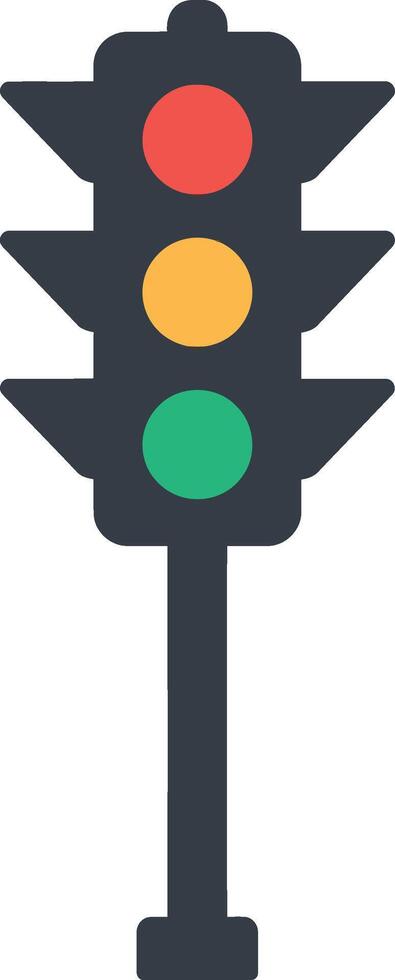 Traffic light with red yellow green signals in flat minimal style simple art vector