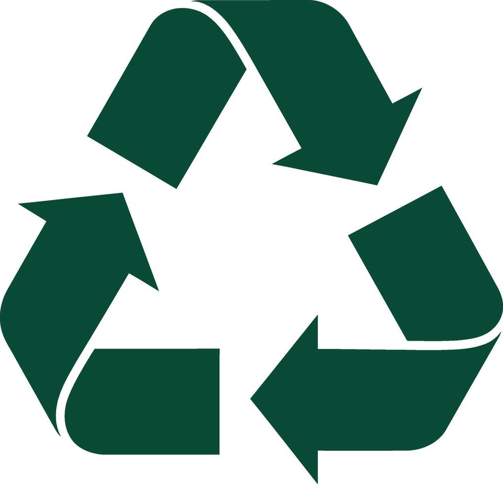 Green recycling symbol with three arrows in a flat minimal design style illustration vector